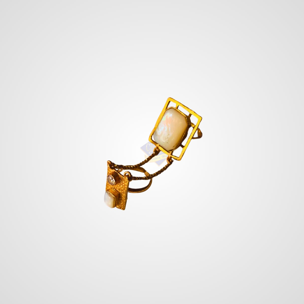 Twin Seep Stone Statement Ring