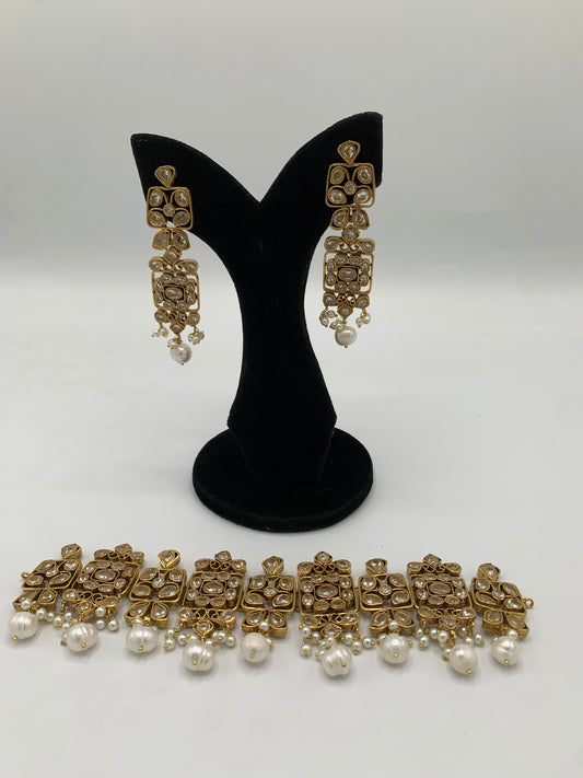 City Gold Classic Kundan Pearl Drop Necklace Set