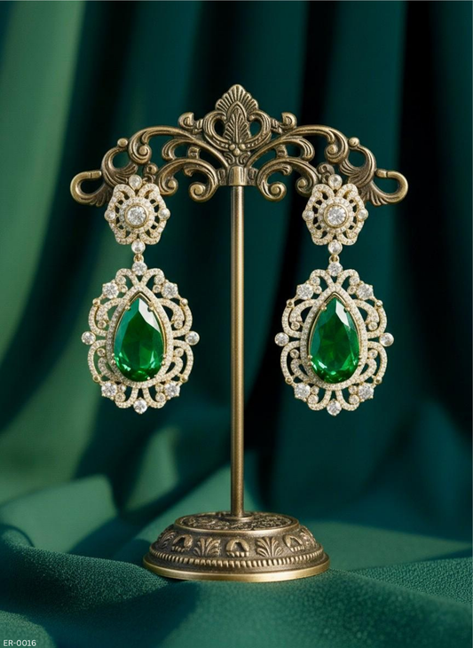 Emerald Teardrop Kundan Earrings