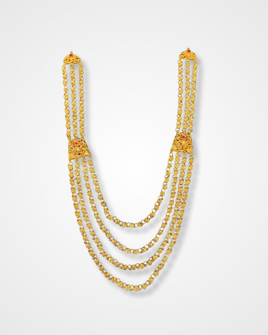 Crimson Glow Gold-Plated Necklace