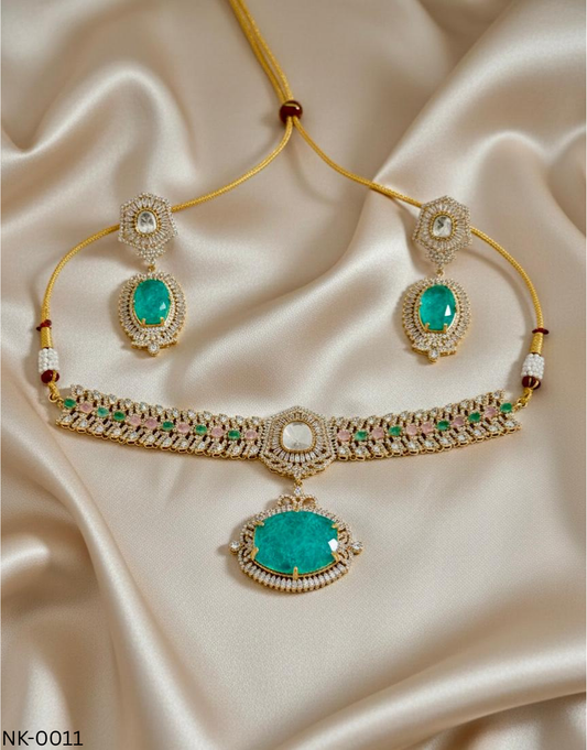 Emerald Green Stone Necklace Set